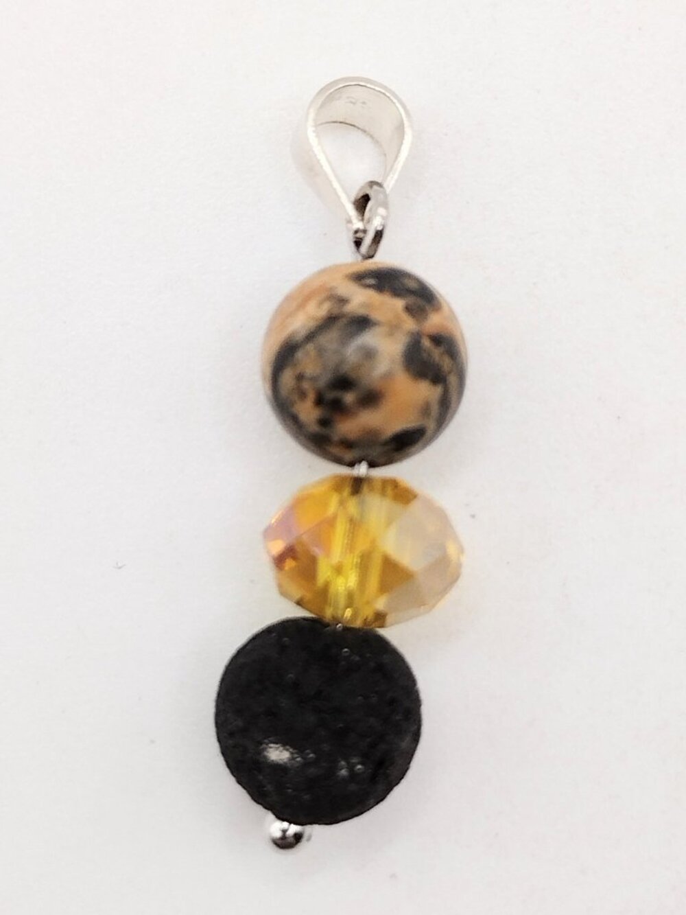 Sterling Silver Agate Multi Bead Pendant 1.9G